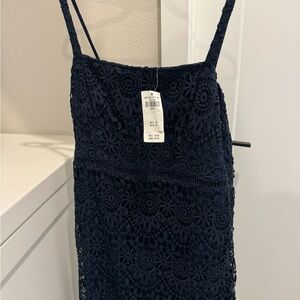 NWT Hollister navy blue crochet mini dress